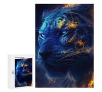 Puzzle sofisticado para adultos, 300 unidades, retrato de tigre llameante, 16 rompecabezas para adolescentes, juegos divertidos, promueve la memoria, gran regalo para los amantes de los juegos, 300