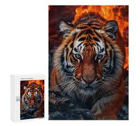 Puzzle sofisticado para adultos, 300 unidades, retrato de tigre llameante, 22 rompecabezas para adolescentes, juegos divertidos, promueve la memoria, gran regalo para los amantes de los juegos, 300