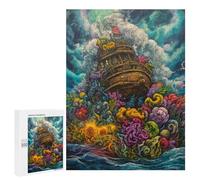 Puzzle sofisticado para adultos, 500 piezas, Fantasy Ship Amidst Colorido Clouds Puzzle Familiar Juego de Regalo de Cumpleaños Regalo de Cumpleaños Gran Regalo para los fanáticos de los Juegos 500 PCS