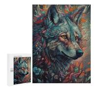 Puzzle sofisticado para adultos, 500 unidades, retrato de lobo floral, 2 puzles para adolescentes, juegos divertidos, promueve la memoria, gran regalo para los amantes de los juegos, 500 unidades