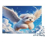 Puzzle Sostenible de 1000 Piezas de Perro Lindo | para Hombres y Mujeres Perro Alado Volando en el Cielo Decoración del Hogar Regalo 38x26cm/1000pcs