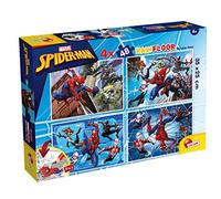 Lisciani - Marvel Puzzle MAXIFLOOR Spiderman - 100385 - Puzzle Doble Cara 4x48 Piezas - Reverso para Colorear - Juego de Reflexión y Paciencia - Juego Educativo - Para Niños a Partir de 4 Años