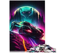 Puzzle Sport Neon Car Moon Light Jigsaw Puzzles 1000 Pieces for Adults 10.27 in x 14.96 in Cardboard Puzzles for Kids Age 14 Years Up Family Entertainment Toys