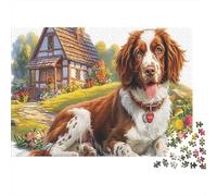 Puzzle Springer Spaniel Lies by Cottage in Flower Field 1000 Pezzi Pet - Ragazzi E per Adulti, Divertente Gioco Familiare, Parete Da Decorazione E Regalo 52x38cm/1000pcs
