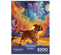 Puzzle Staffordshire Bull Terrier 1000 Piezas - para Adultos Y Niños Rompecabezas De Prado Amarillo, Desafío Mental Y Juego Complejo, Arte Decorativo, Regalo Ideal 52x38cm/1000pcs