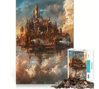 Puzzle Steampunk Ciudad Entre Las Nubes para Adultos, 1000 Piezas, Fortalece la Memoria, Alivia el Estrés, Bordes Lisos, Regalo Conmovedor 50x75cm