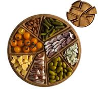 Puzzle - Tabla de charcutería, bandeja de madera para servir con 8 compartimentos extraíbles, bandeja organizadora de aperitivos para queso, frutas, embutidos, aperitivos, decoración de mesa de café