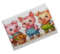 Puzzle TAMAÑO Aprox. A4 DE 24 Piezas los Tres cerditos Cuento niños Infantil Dibujos Rompecabezas puzle para Adulto