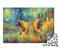 Puzzle The German Shepherd Under The Starry Night 1000 Pezzi Pet - Adulti per, Gioco Familiare, Parete Da Decorazione E Regalo 52x38cm/1000pcs