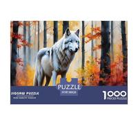 Puzzle The White Lobo in The Otoño Forest De 1000 Piezas Interesante Rompecabezas para Adultos De 1000 Piezas Decoracion Entretenimiento Creativo 38x26cm/1000pcs