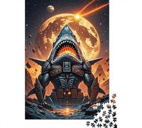 Puzzle Tiburón 1000 Piezas para Adultos Juego EduGatoivo De Madera Puzzles Tiburón de Acero Luna Decorativo Regalo para Hombre 1000pcs (75x50cm)