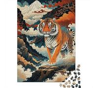 Puzzle Tigre 1000 Piezas para Adultos Juego Familiar De Madera Rompecabezas Tigre Montaña Pico Árbol Decorativo Regalo Original 1000pcs (75x50cm)