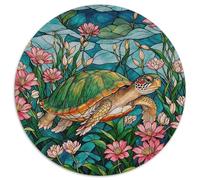 Puzzle Tortuga 1000 Piezas para Adultos Juego Relajante de cartón Puzzle Tortuga Flores Plantas Verdes Decorativo Regalo 1000pcs (67.5x67.5cm)