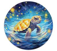 Puzzle Tortuga de Pintura al óleo 1000 Piezas para Adultos Juego EduGatoivo de cartón Puzzles Tortuga Concha Dorada Decorativo Regalo 1000pcs (67.5x67.5cm)