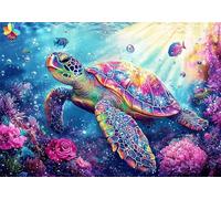 Puzzle Tortugas Marinas Puzzle 1000 Piezas Flor Rompecabezas Adultos Pieza de Madera Desafiante, Entretenimiento en Familia Rompecabezas, Imposible Jigsaw para Decoración del Hogar Regalo U-232