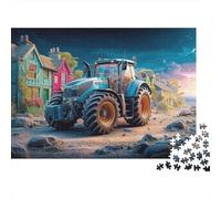 Puzzle Tractor 1000 Piezas Cartón | En Escena de Pueblo Divertido/retador Adultos/niños 12+ Ilustración Rural fantástica Retos mentales 70x50cm