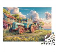 Puzzle Tractor 1000 Piezas Cartón | Paisaje Rural Vintage Arte Educativo Retos mentales Niños Desarrollo cognitivo Entrenamiento Cerebral 70x50cm