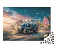 Puzzle Tractor 1000 Piezas Cartón Premium | Anochecer Retos mentales Educativo Desarrollo cognitivo Todas Las Edades Escena Rural fantástica 70x50cm