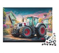 Puzzle Tractor 1000 Piezas Cartón Premium | En el Pueblo Retos mentales Educativo Desarrollo cognitivo Todas Las Edades Estilo Escena agrícola Rural 52x38cm
