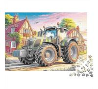 Puzzle Tractor 1000 Piezas Cartulina | En el Pueblo Educativo Retos mentales Niños/Principiantes Escena Rural de Dibujo Animado 38x26cm