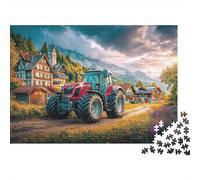 Puzzle Tractor 1000 Piezas Cartulina | En el Pueblo Escena Alpina Rural Principiantes 12+ Desarrollo cognitivo Entrenamiento Cerebral 70x50cm