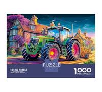 Puzzle Tractor En Pueblo 1000 Piezas - para Adultos Puzzles De Estilo Arte Digital Vibrante, Divertido, Desafiante E Instructivo Arte Decorativo, Regalo Ideal 52x38cm/1000pcs