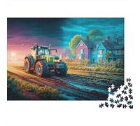 Puzzle Tractor en un Camino Rural De 1000 Piezas para Adultos, Rompecabezas Escena de Pueblo Colorido Adultos, Rompecabezas Familiar Regalos Creativos 38x26cm/1000pcs