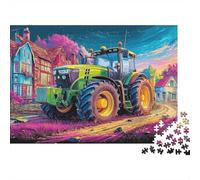 Puzzle Tractor en un Camino Rural De 1000 Piezas para Adultos, Rompecabezas Estilo de Arte Digital Vibrante Adultos, Rompecabezas Familiar Regalos Creativos 38x26cm/1000pcs