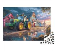 Puzzle Tractor Rural 1000 Piezas Cartón | Paisaje agrícola Vintage Educativo Retador Reto Mental Niños Desarrollo cognitivo Entrenamiento Cerebral 52x38cm