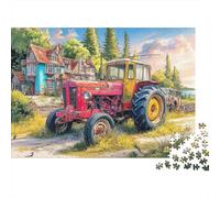 Puzzle Tractor Rural Rústico 1000 Piezas Cartón 100% Reciclado | Ilustración Rural Vintage Educativo Niños Entrenamiento Cerebral Desarrollo cognitivo 38x26cm