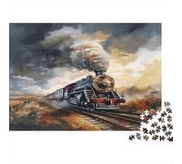 Puzzle Train Vintage Pour Adultes,70x50cm/1000pcs,jeu Éducatif,décoration De La Maison,Art de Locomotive à vapeur