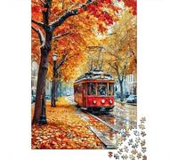Puzzle Tram Calle otoño De 1000 Piezas Interesante Rompecabezas Hombres Y Mujeres De 1000 Piezas Decoracion Hobby 52x38cm/1000pcs