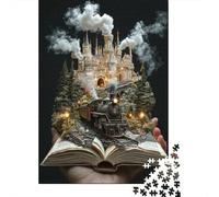 Puzzle Tren Castillo Fantasía De 1000 Piezas Interesante Rompecabezas para Adultos De 1000 Piezas Decoracion Entretenimiento Creativo 70x50cm/1000pcs