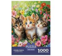 Puzzle Tres pequeños Gatitos in The Flors De 1000 Piezas Animal Rompecabezas para Adultos De 1000 Piezas Juego Regalo 70x50cm/1000pcs