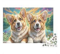 Puzzle Two Corgis on Sandy Beach 1000 Pezzi per Adulti Pet - Rilassamento Di Giochi, Gioco Familiare, Pratica Parete Da Decorazione E Regalo 70x50cm/1000pcs