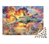 Puzzle Único de Avión de Guerra sobre Pueblo 1000 Piezas para Adultos Océano Mágico Colorido Rompecabezas para Adultos Divertido 100% Cartón Reciclado 70x50cm/1000 Piezas