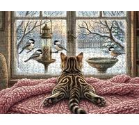 Puzzle Ventana Gato Diseño de Patrones | con Exquisita Caja de Embalaje | Puzzle 5000 Piezas | Piezas Encajan Perfectamente | Letras la Parte Posterior | Rompecabezas Adultos Toda Familia s7h-889