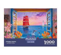 Puzzle Vista al mar por The Window 1 De 1000 Piezas Interesante Rompecabezas para Adultos De 1000 Piezas Juego Entretenimento 52x38cm/1000pcs