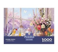 Puzzle Vista del alféizar de la Ventana De 1000 Piezas Interesante Rompecabezas para Adultos De 1000 Piezas Pintura Hobby 52x38cm/1000pcs