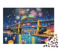 Puzzle Vista Nocturna de Fuegos Artificiales del Puerto De 1000 Piezas Interesante Rompecabezas Hombres Y Mujeres De 1000 Piezas Decoracion Regalo 70x50cm/1000pcs