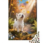 Puzzle West Highland White Terrier 1000 Piezas - para Adultos Y Niños Rompecabezas De Bosque Otoñal, Desafío Mental Y Juego Complejo, Decorativo, Regalo Original 70x50cm/1000pcs