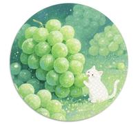 Puzzle White Gato 1000 Piezas para Adultos Juego Difícil de cartón Rompecabezas Gato Blanco Comiendo Uvas Decorativo Regalo 1000pcs (67.5x67.5cm)