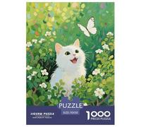 Puzzle White Gato 1000 Piezas para Avanzados Juego EduGatoivo De Cartón Puzzles Plantas Gato Blanco Decorativo Regalo Original 70x50cm/1000pcs