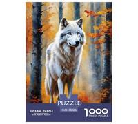 Puzzle White Lobo Otoño Forest De 1000 Piezas Interesante Rompecabezas para Adultos De 1000 Piezas Decoracion Entretenimiento Creativo 38x26cm/1000pcs