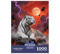 Puzzle White Tigre 1000 Piezas para Adultos Y Niños Juego EduGatoivo Puzzles Tigre Blanco Llama Relámpago Decorativo Regalo Original 70x50cm/1000pcs