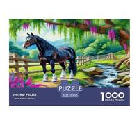 Puzzle Yegua Negra 1000 Piezas para Adultos, Puzzle Arroyo Pastoril Adultos, Juego Didáctico Decoración para El Hogar 70x50cm/1000pcs
