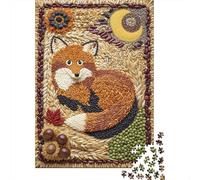 Puzzle Zorro 1000 Piezas para Adultos Juego Relajante De Madera Puzzles Zorro Collage de Granos Decorativo Regalo Ideal 1000pcs (75x50cm)