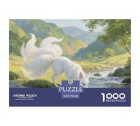 Puzzle Zorro Blanco 1000 Piezas para Adultos, Rompecabezas Escena de Ruisseau de Montaña Adultos, Juego Didáctico Decoración para El Hogar 70x50cm/1000pcs