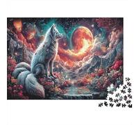 Puzzle Zorro Blanco bajo la Luna de Sangre Vida Silvestre Rompecabezas 1000 Piezas - Regalo, Juego Familiar, Decoración del Hogar, Adultos 38x26cm/1000pcs