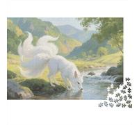 Puzzle Zorro Blanco De 1000 Piezas para Adultos, Puzzle Escena de Ruisseau de Montaña Adultos, Juego De Rompecabezas Decoración para El Hogar 1000pcs (75x50cm)